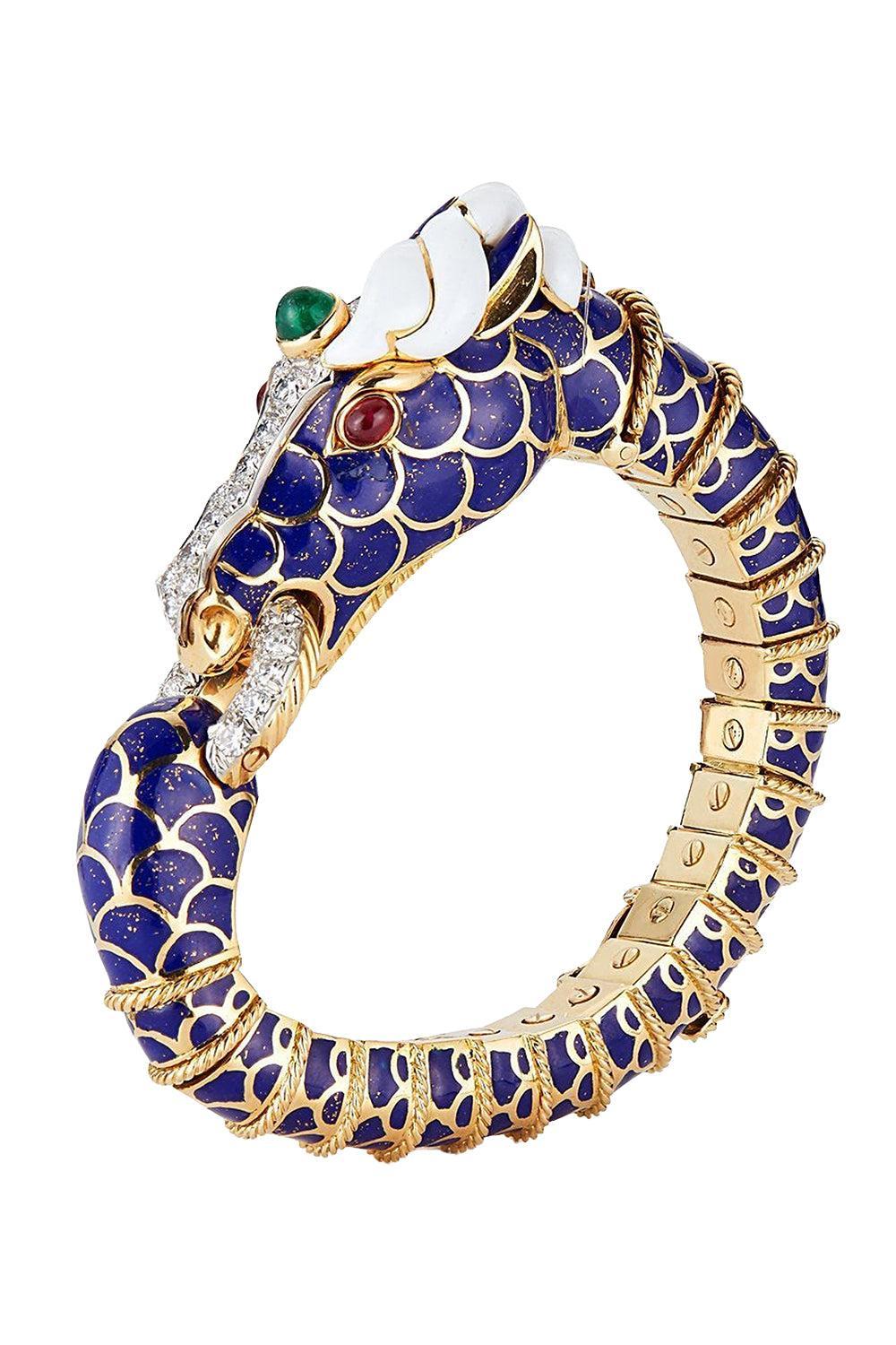 Diamond Blue Horse Bracelet-YELLOW GOLD-JEWELRYFINE JEWELBRACELET O-DAVID WEBB
