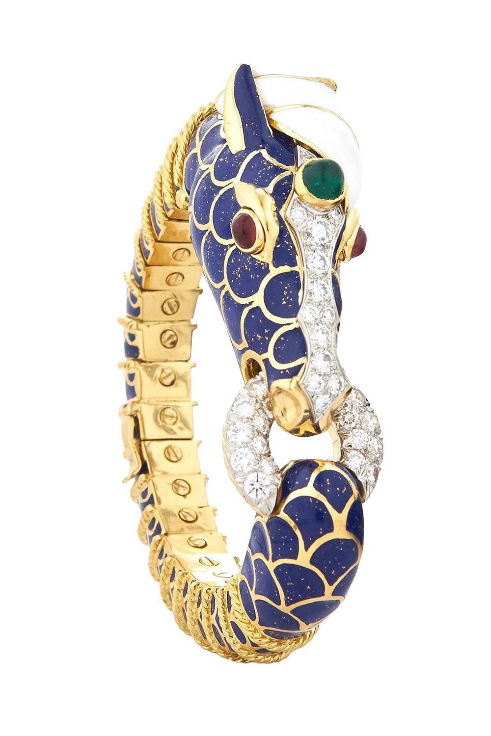 Diamond Blue Horse Bracelet-YELLOW GOLD-JEWELRYFINE JEWELBRACELET O-DAVID WEBB