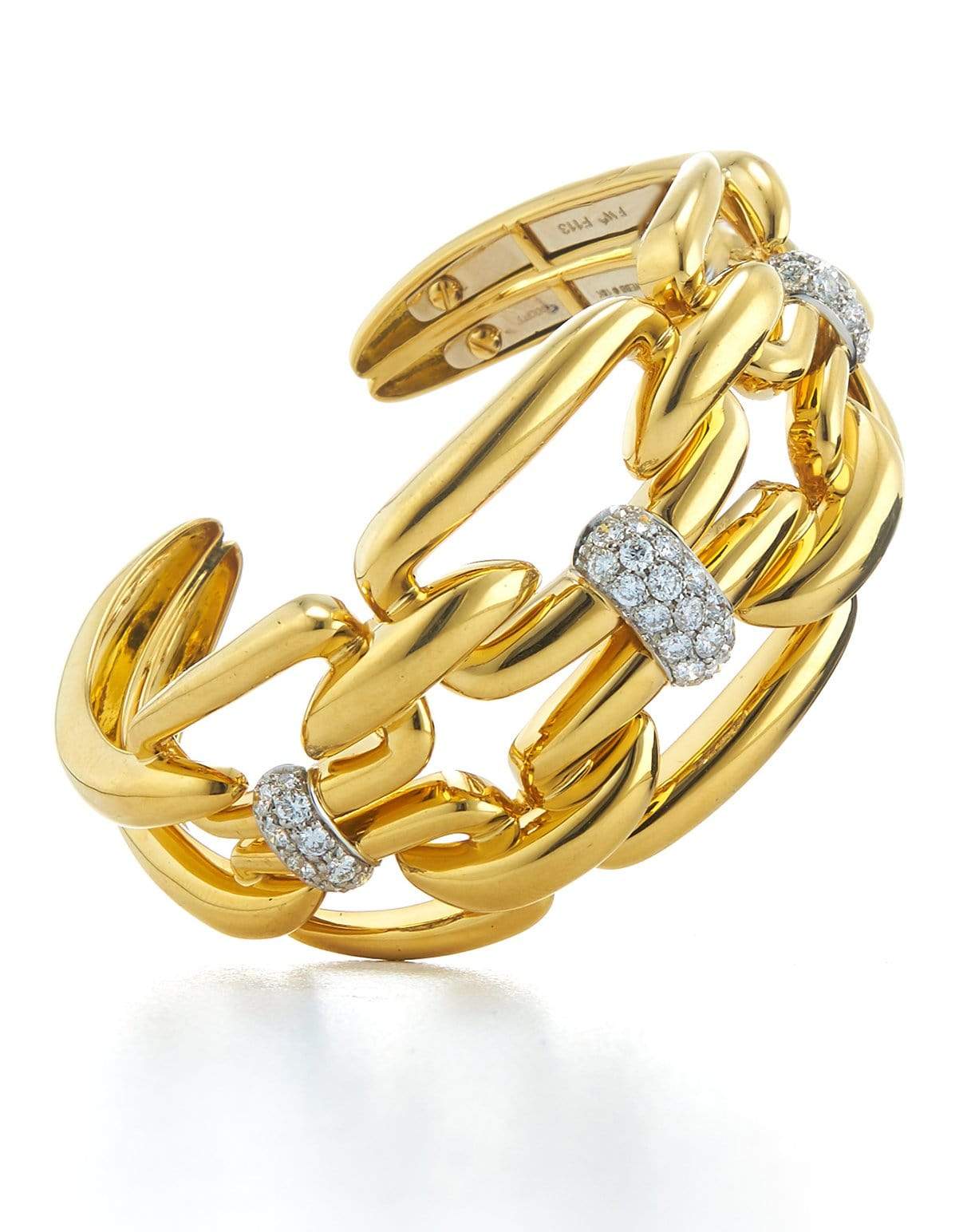 DAVID WEBB-Diamond Chain Link Cuff-YELLOW GOLD