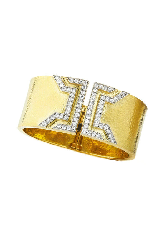 Diamond Electra Hammered Cuff Bracelet
