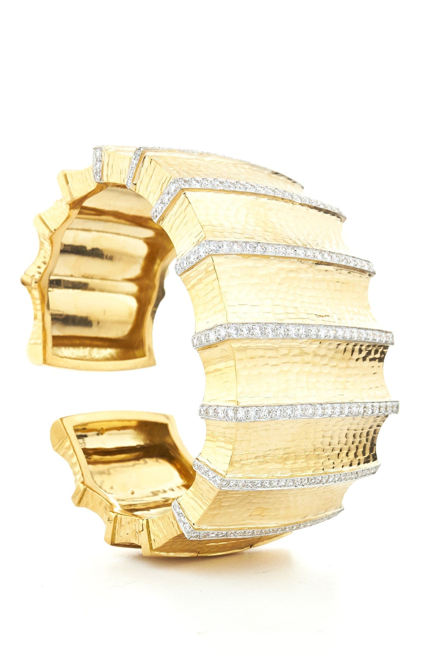 DAVID WEBB-Diamond Furrow Cuff-YELLOW GOLD