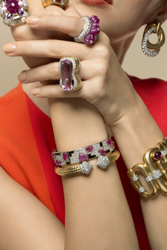 Diamond Sugar Cap Cuff Bracelt-YELLOW GOLD-JEWELRYFINE JEWELBRACELET O-DAVID WEBB