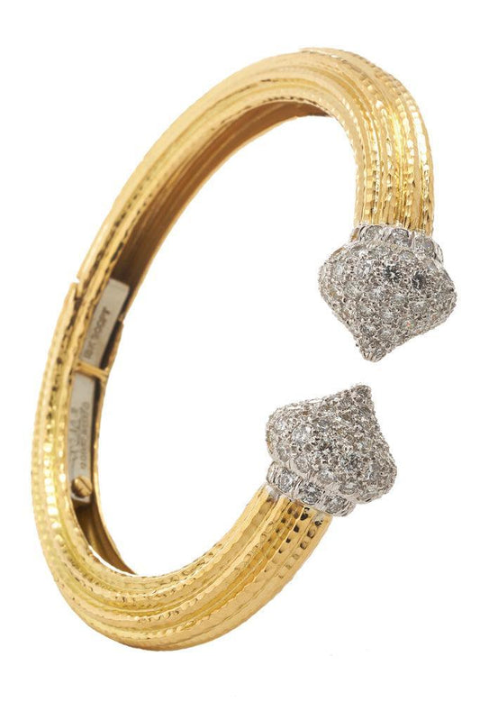 Diamond Sugar Cap Cuff Bracelt-YELLOW GOLD-JEWELRYFINE JEWELBRACELET O-DAVID WEBB