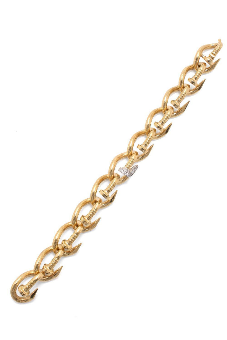 Diamond Tip Hammered Bent Nail Link Bracelet