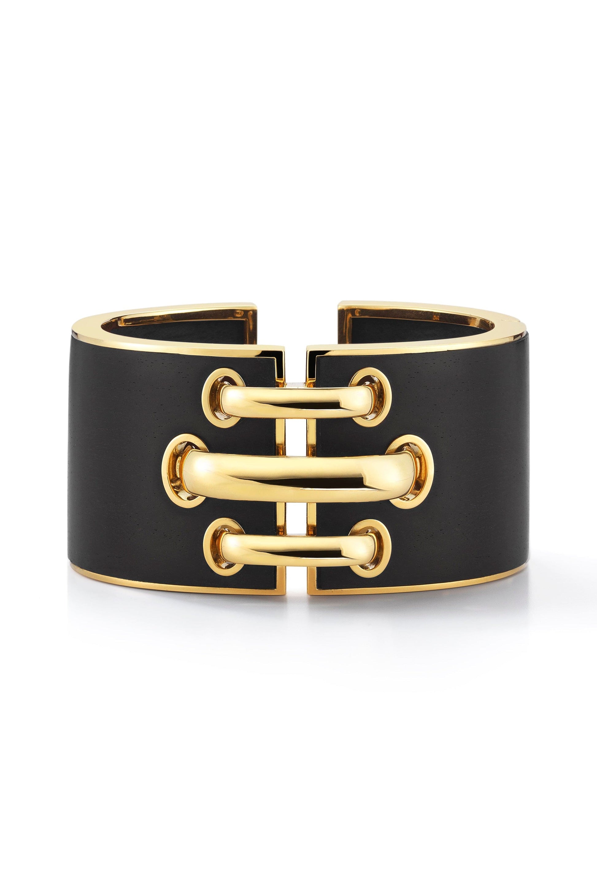 DAVID WEBB-Ebony Shoelace Cuff-YELLOW GOLD