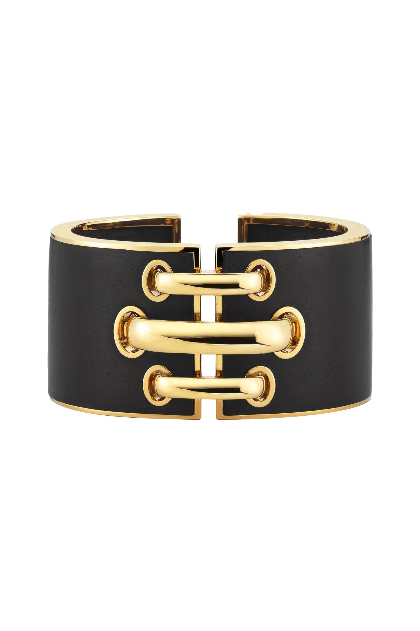 DAVID WEBB-Ebony Shoelace Cuff-YELLOW GOLD