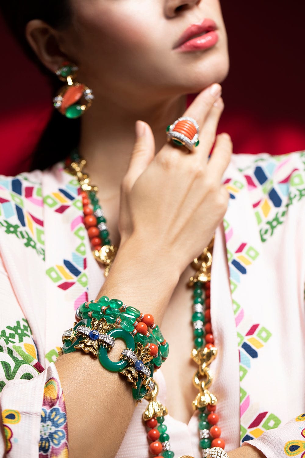 DAVID WEBB-Emerald Bead Bracelet-YELLOW GOLD