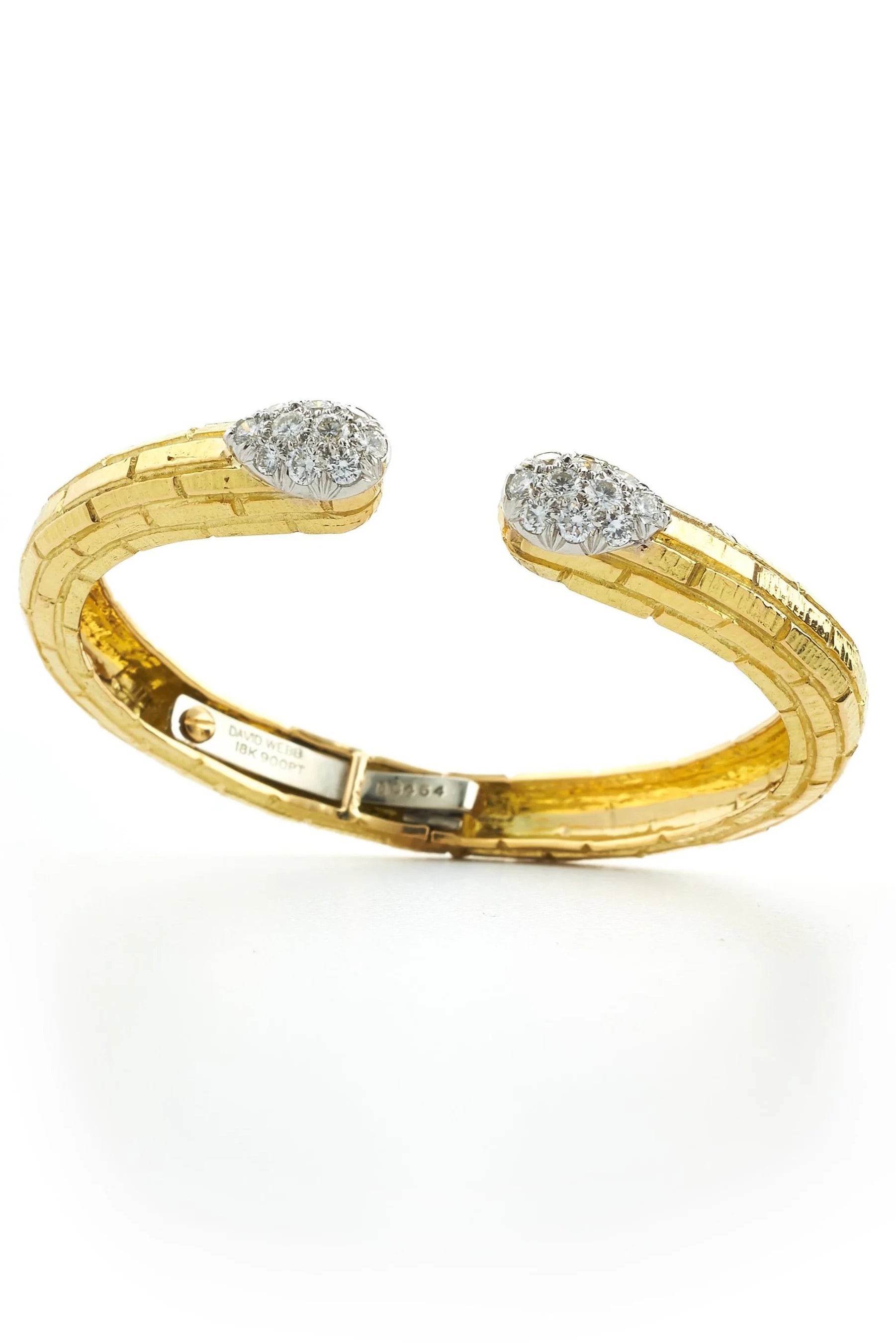 DAVID WEBB-Gold Bricks and Diamond Bangle-YELLOW GOLD