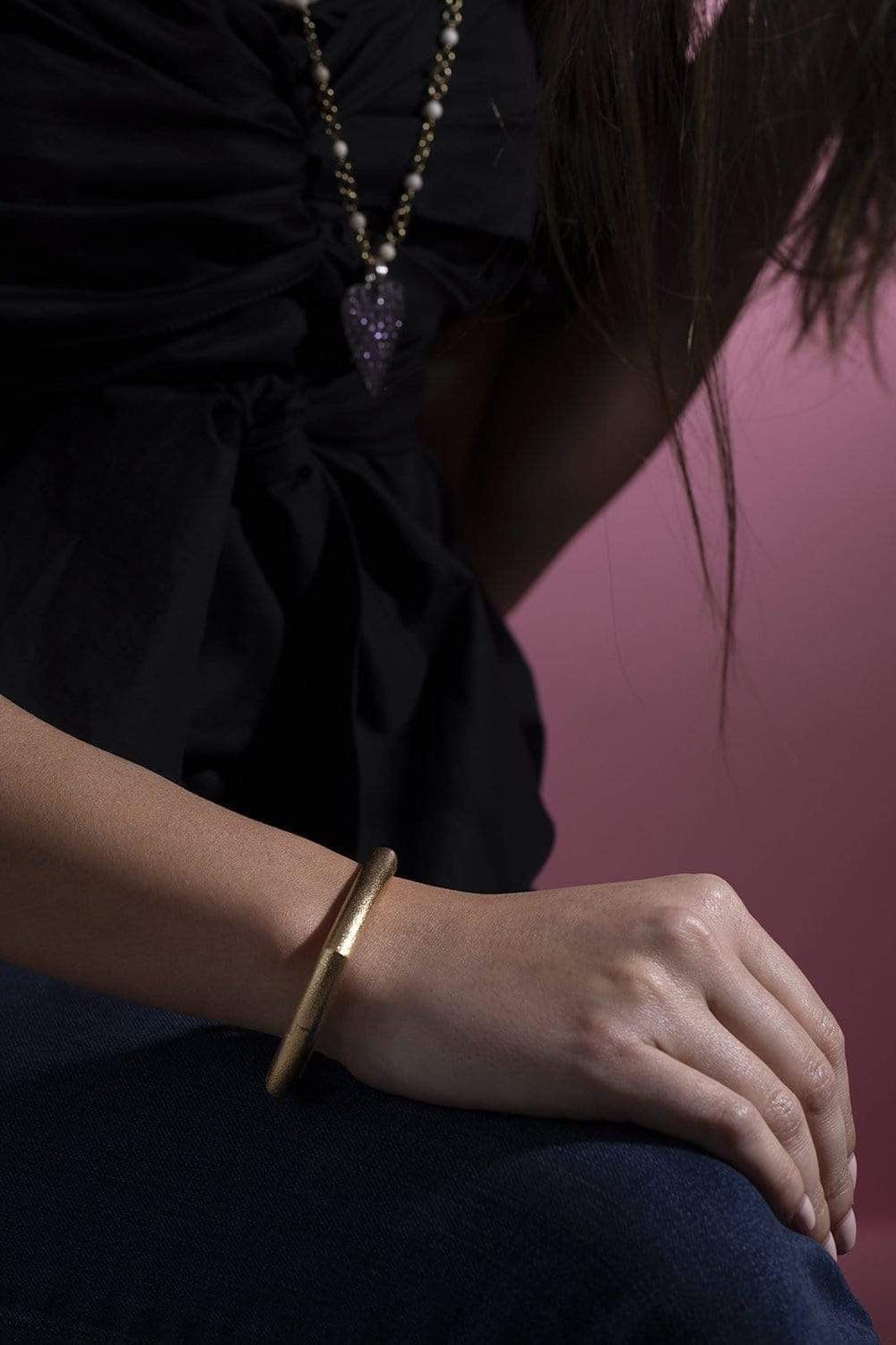 DAVID WEBB-Hammered Gold Quad Bangle-YELLOW GOLD