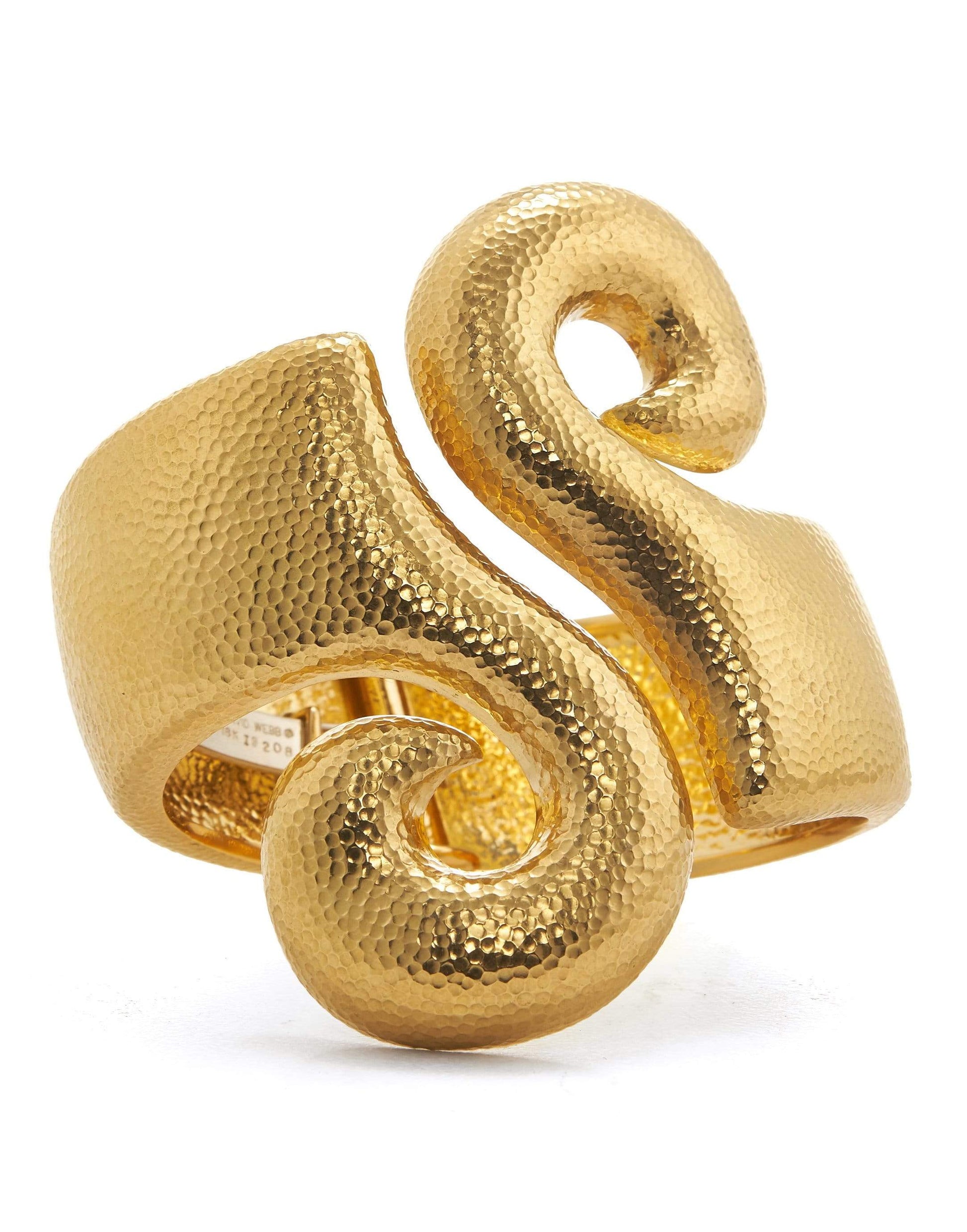 DAVID WEBB-Hammered Gold Scroll Cuff-YELLOW GOLD