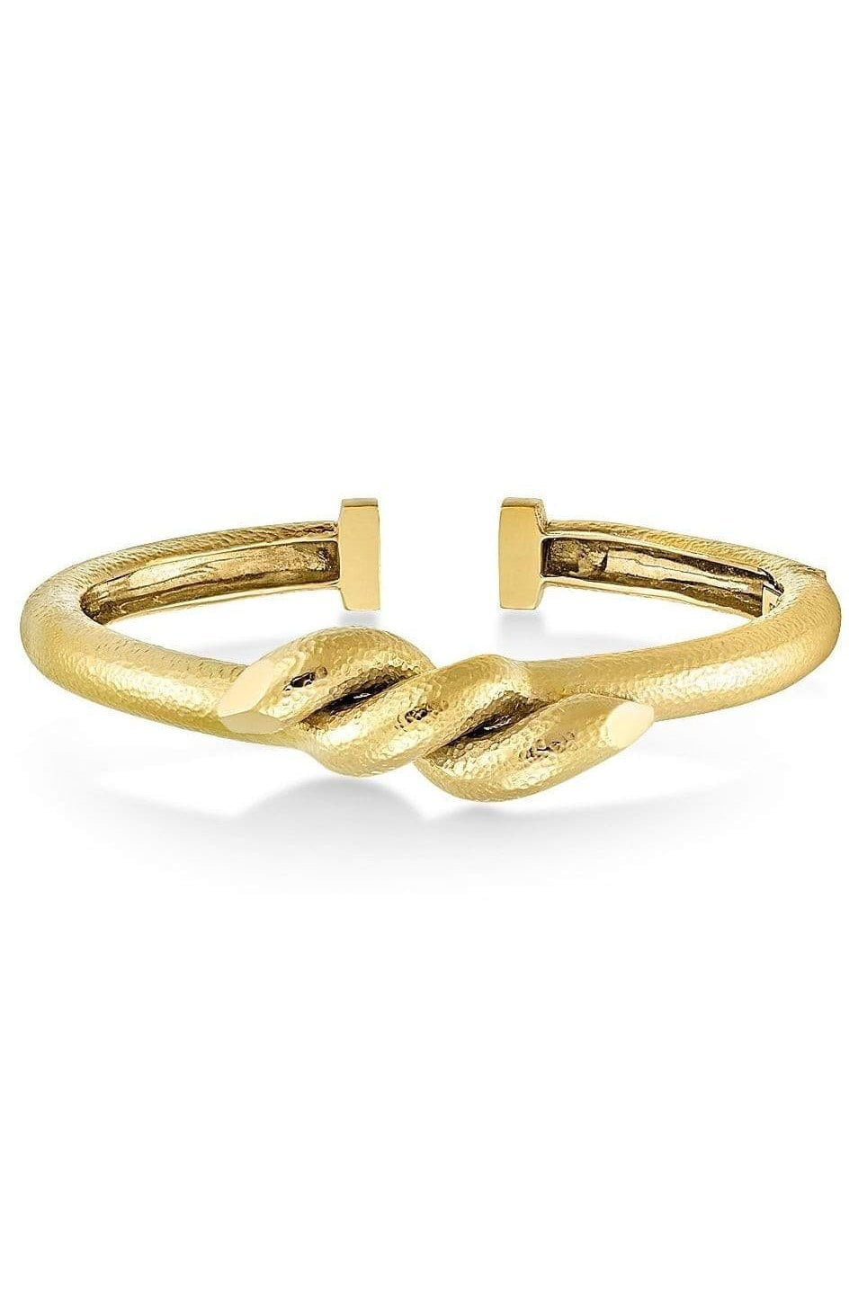 DAVID WEBB-Hammered Gold Twisted Nail Bangle-YELLOW GOLD