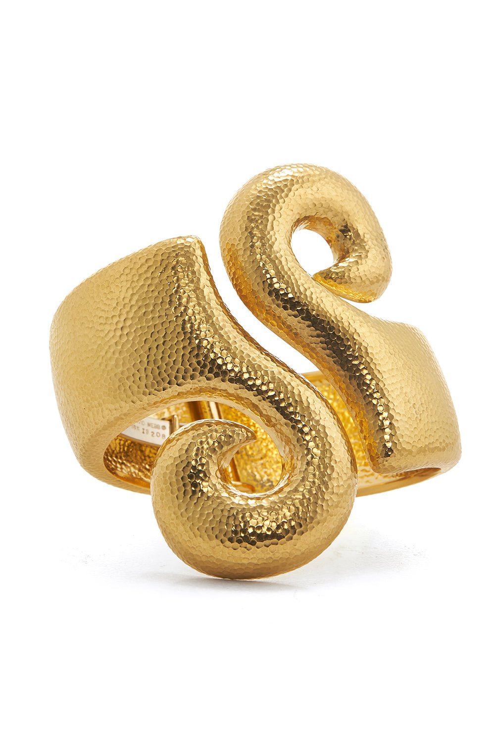 DAVID WEBB-Hammered Scroll Cuff Bracelet-YELLOW GOLD