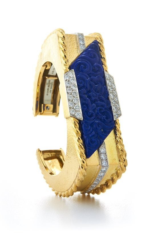 DAVID WEBB-Lapis Cuff-YELLOW GOLD