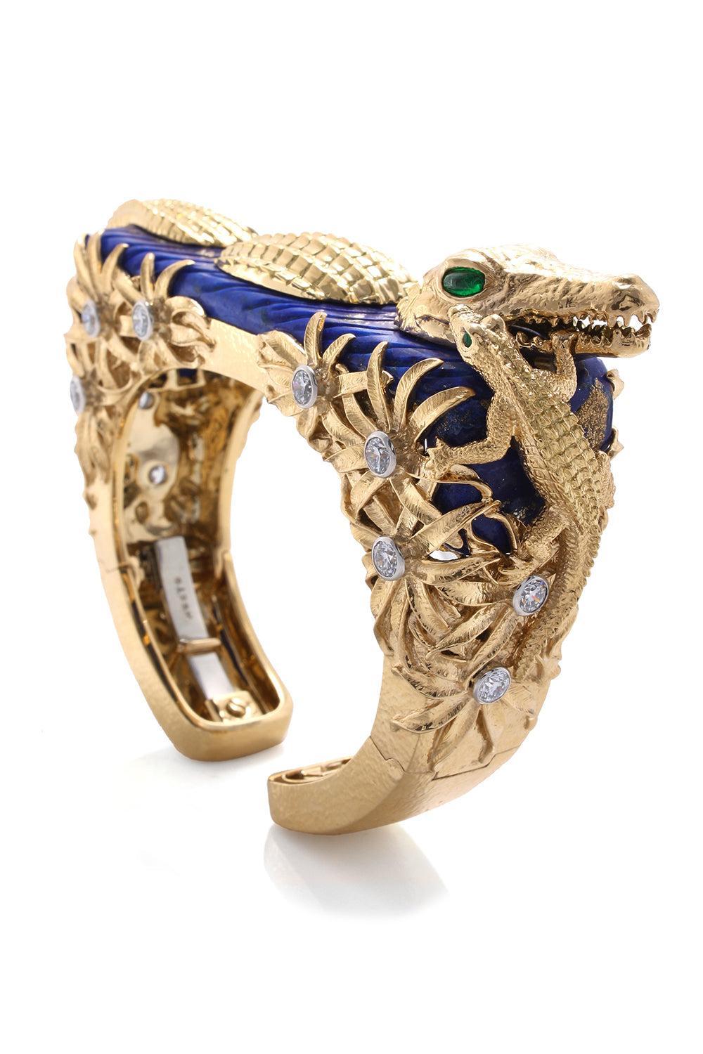Lapis Lazuli Nile Cuff Bracelet-YELLOW GOLD-JEWELRYFINE JEWELBRACELET O-DAVID WEBB