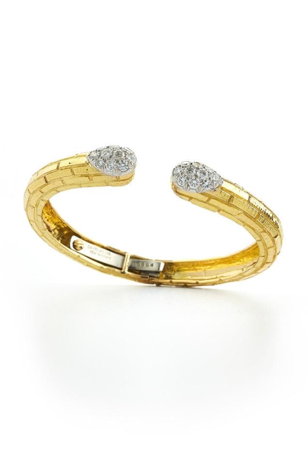 DAVID WEBB-Park Avenue Brick Bangle-YELLOW GOLD