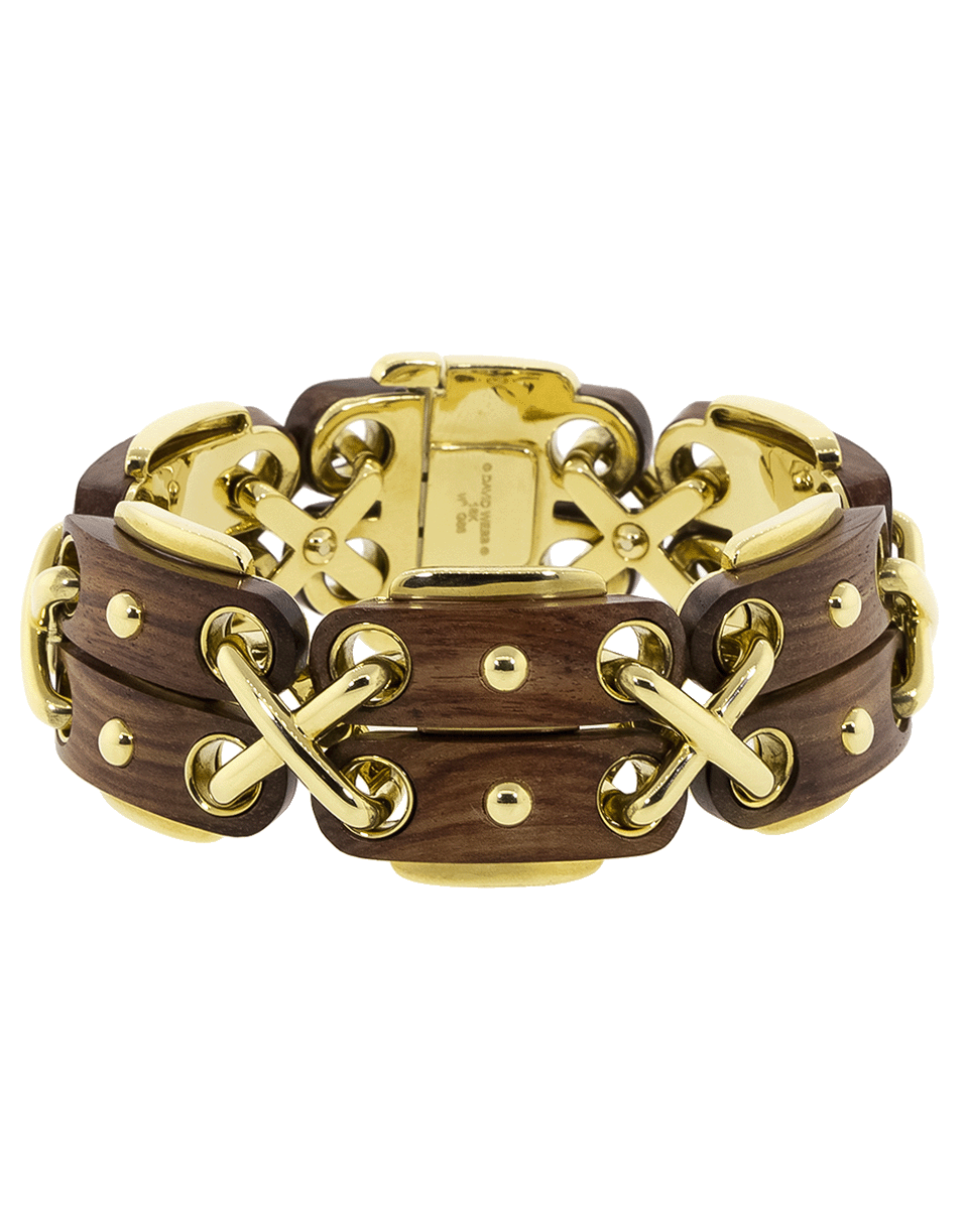 DAVID WEBB-Rosewood Cross Stitch Bracelet-YELLOW GOLD