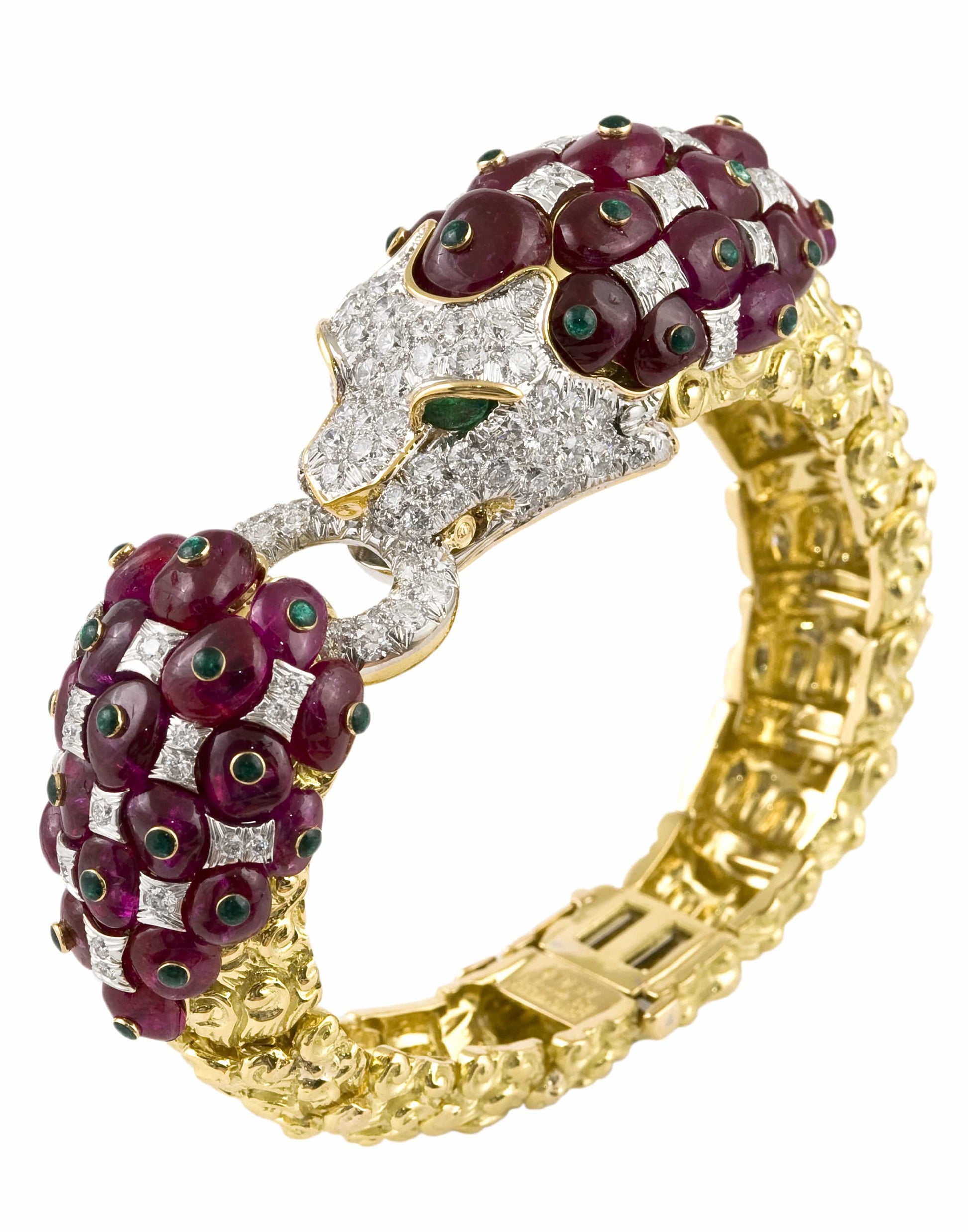 DAVID WEBB-Ruby Lion Bracelet-YELLOW GOLD