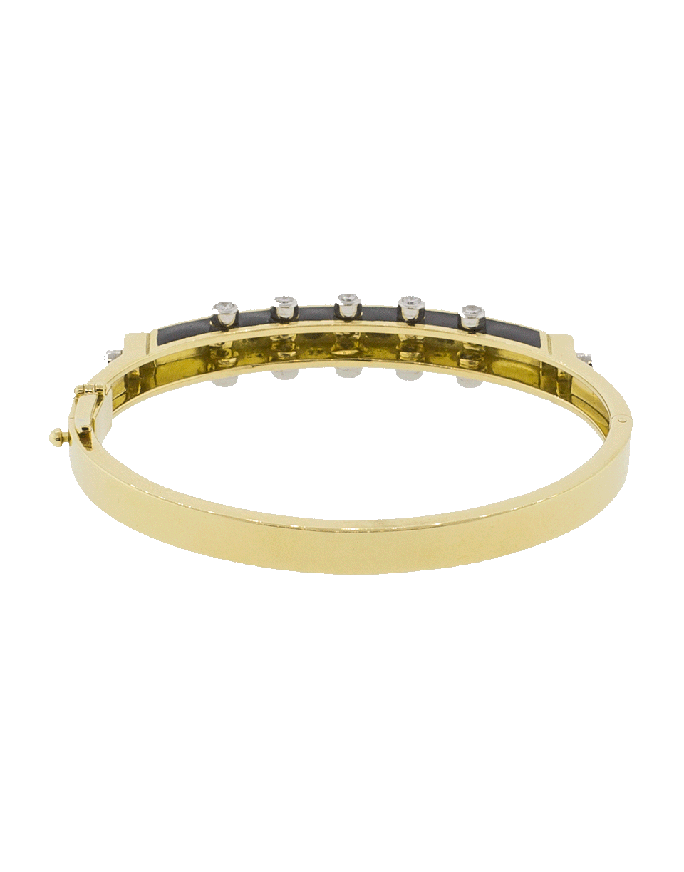 DAVID WEBB-Studlette Diamond Black Enamel Bangle-YELLOW GOLD