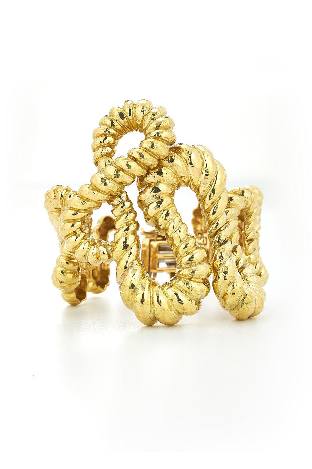 DAVID WEBB-Textured Curved Rope Bracelet-YELLOW GOLD
