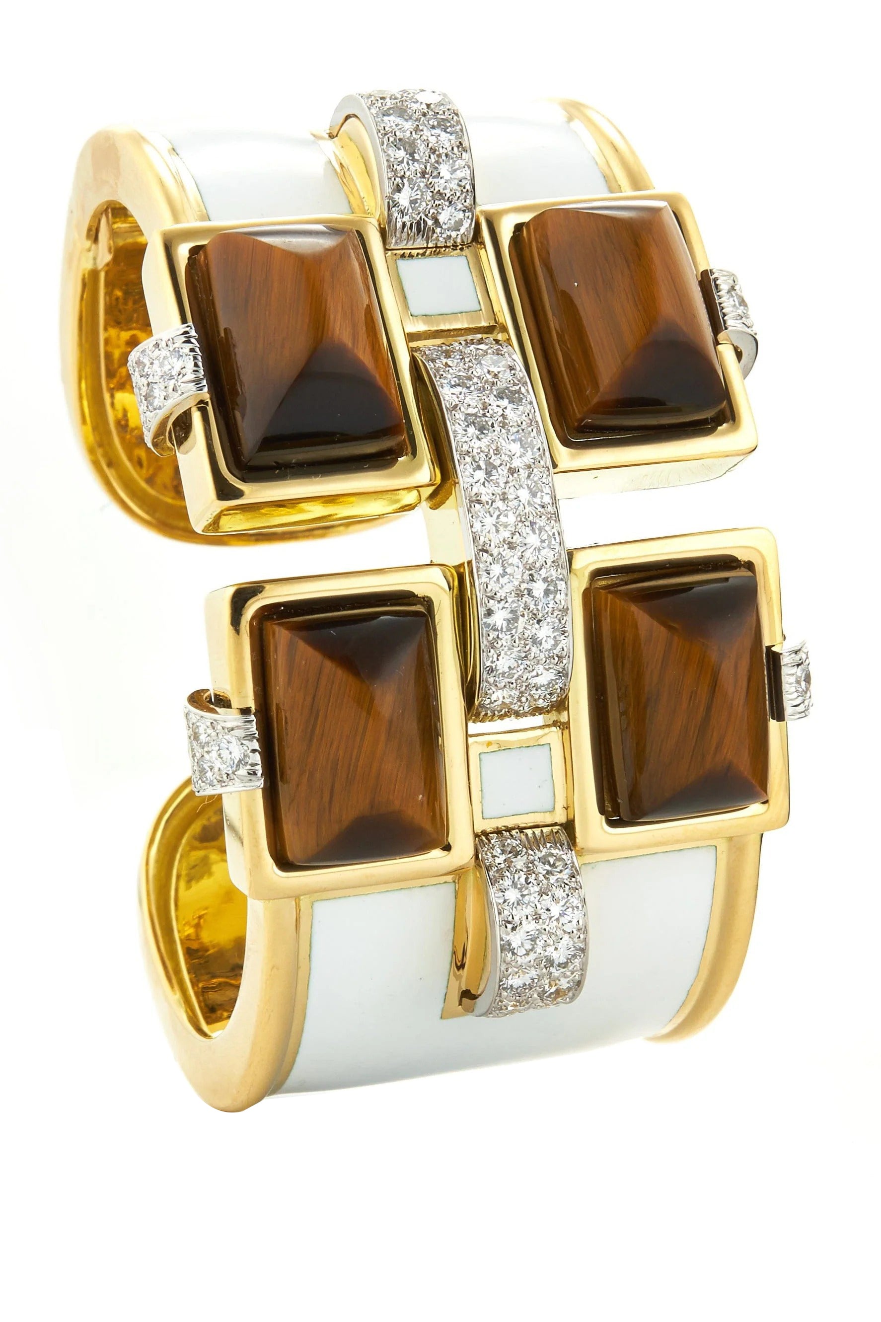 DAVID WEBB-Tiger's Eye Bastille Cuff-YELLOW GOLD
