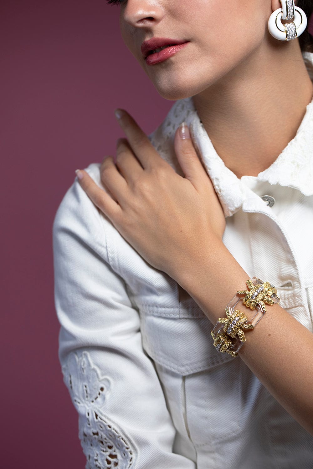 DAVID WEBB-Twilight Crystal Bracelet-YELLOW GOLD
