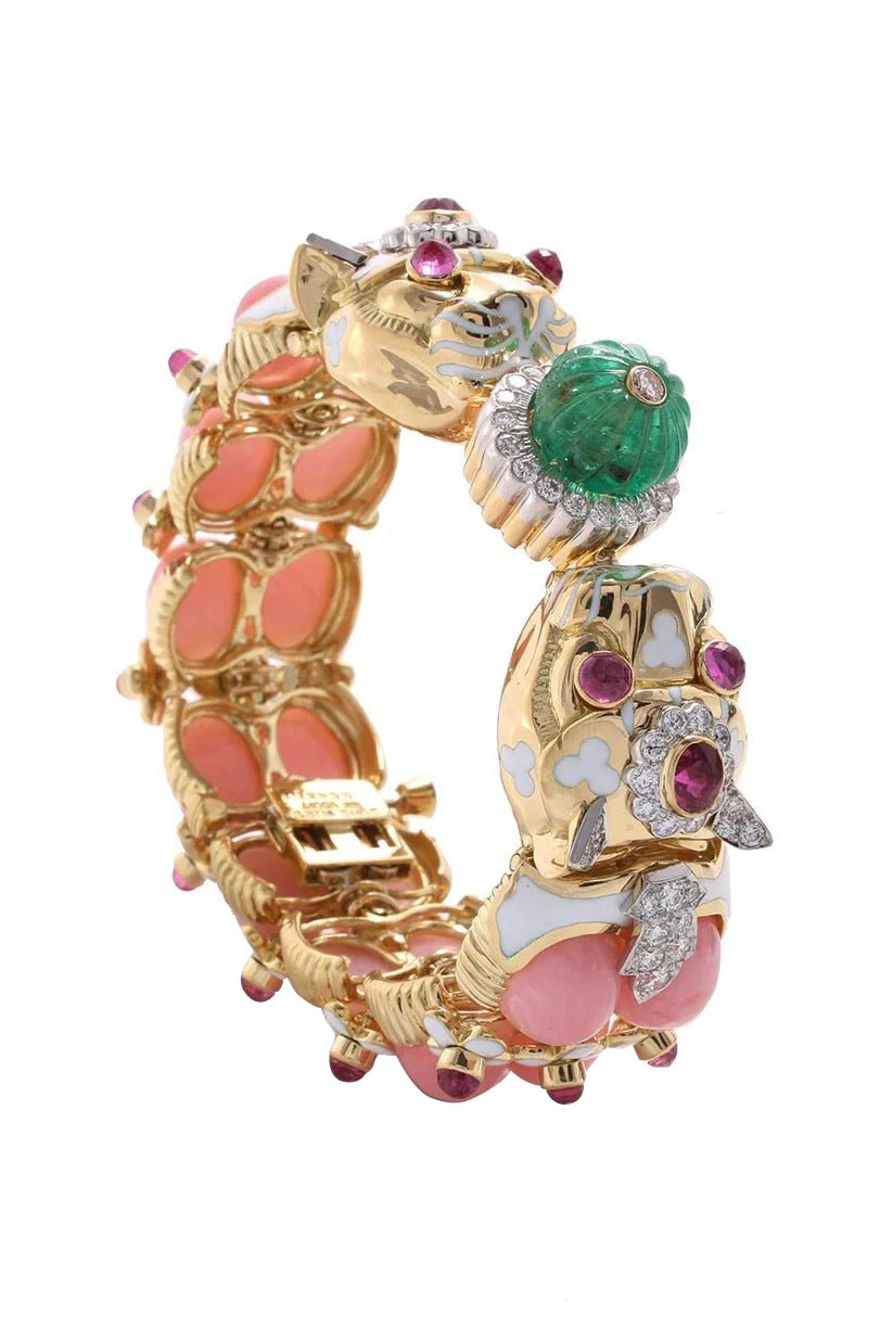 DAVID WEBB-Twin Leopard Bracelet-YELLOW GOLD