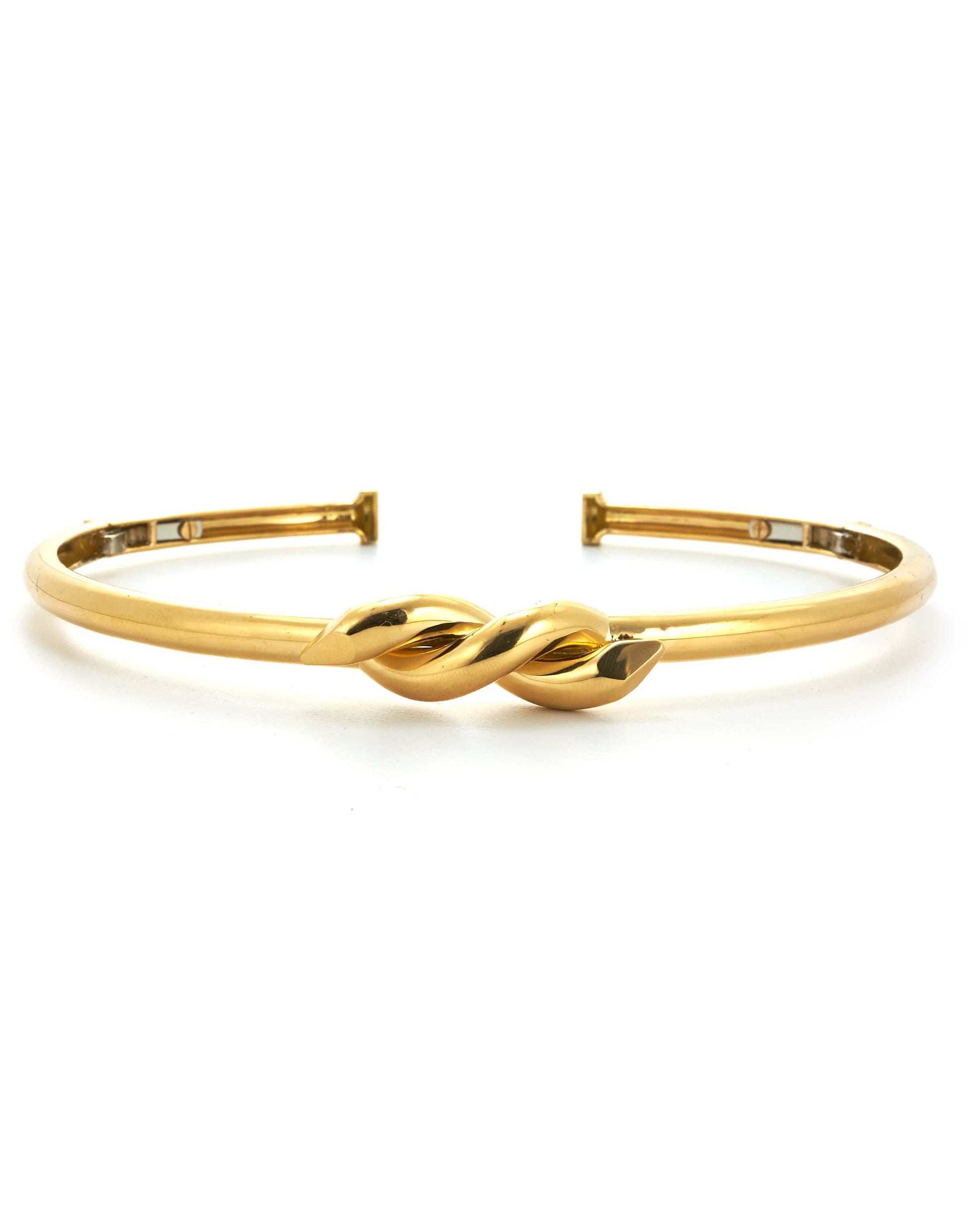 DAVID WEBB-Twisted Nail Polished Gold Collar-YELLOW GOLD