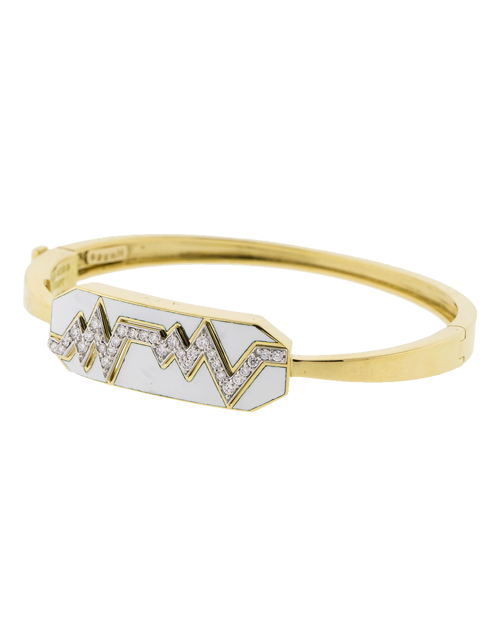 DAVID WEBB-White Enamel And Diamond Skip Bracelet-YELLOW GOLD