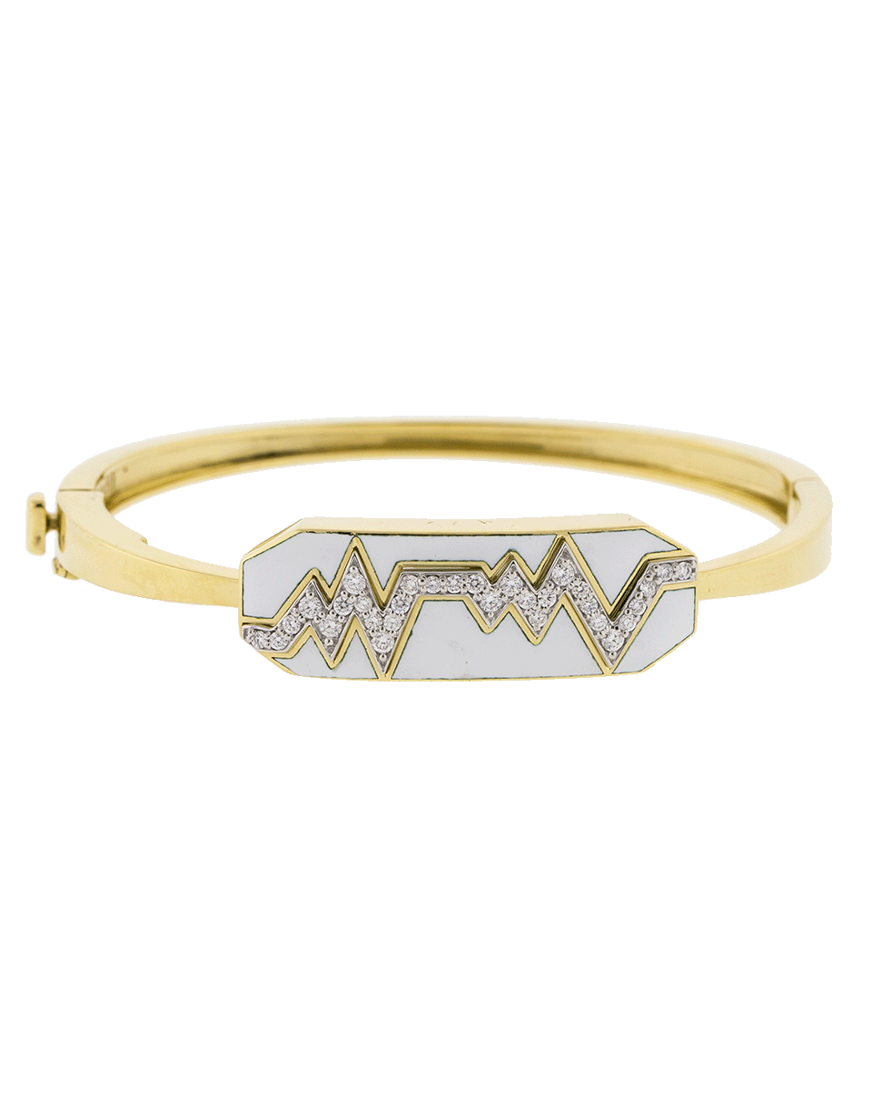 DAVID WEBB-White Enamel And Diamond Skip Bracelet-YELLOW GOLD
