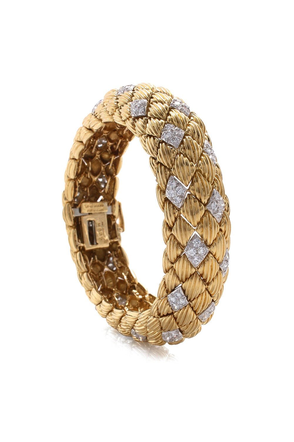 DAVID WEBB-Narrow Quilted Bracelet-YELLOW GOLD