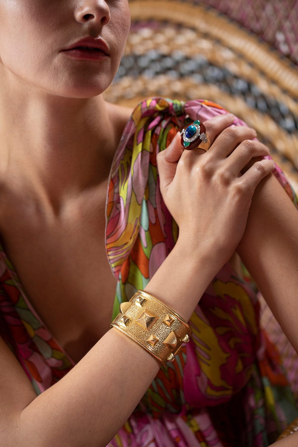 DAVID WEBB-Bastille Cuff-YELLOW GOLD