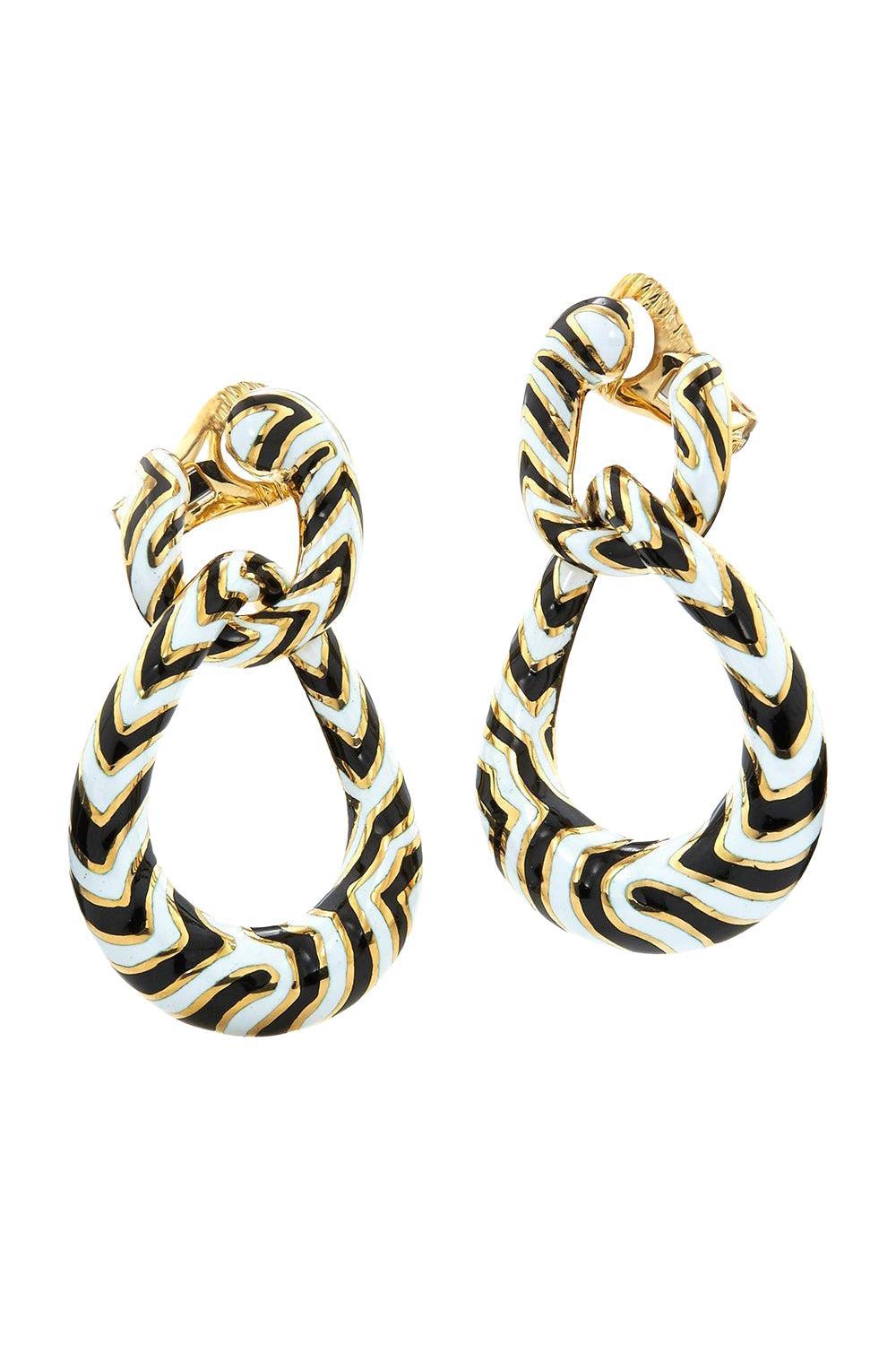 Zebra Stripe Double Hoop Earrings-YELLOW GOLD-JEWELRYFINE JEWELEARRING-DAVID WEBB
