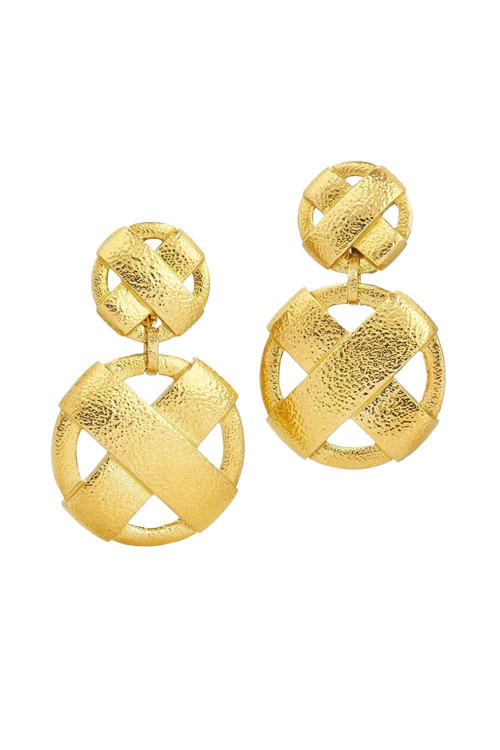 Hammered XO Earrings-YELLOW GOLD-JEWELRYFINE JEWELEARRING-DAVID WEBB