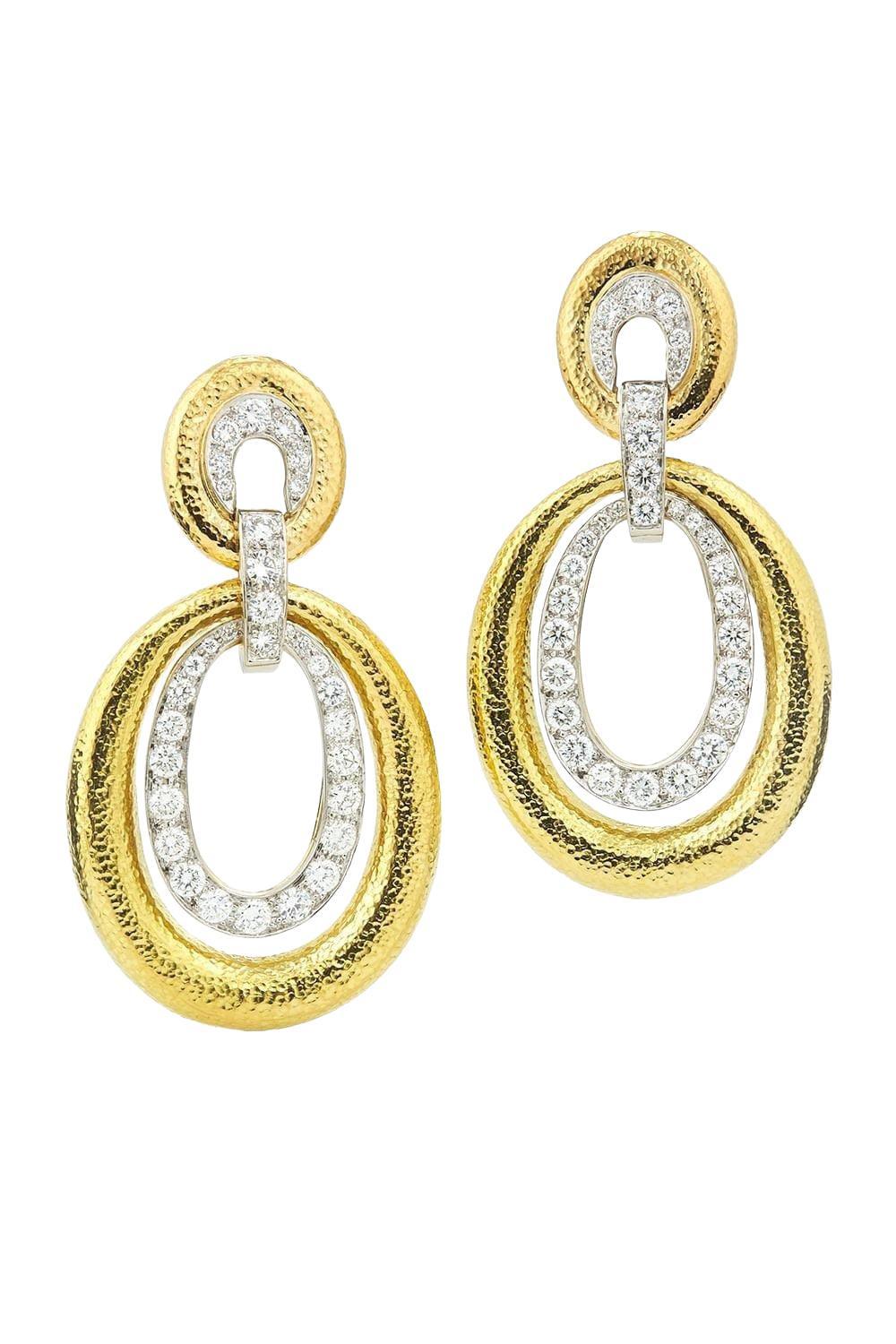 Hammered Double Oval Madison Earrings-YELLOW GOLD-JEWELRYFINE JEWELEARRING-DAVID WEBB