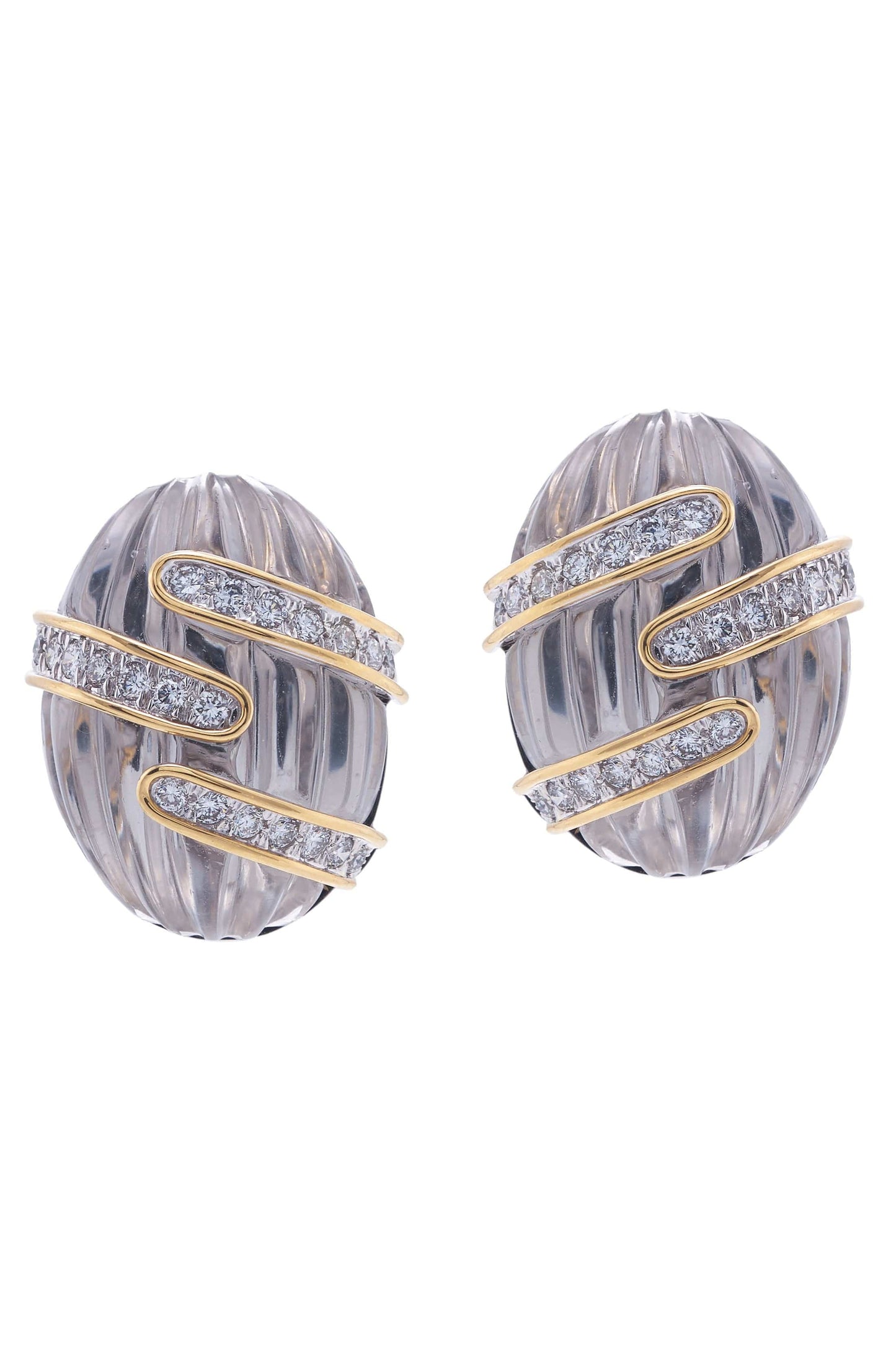 DAVID WEBB-Fluted Rock Crystal Earrings-PLAT