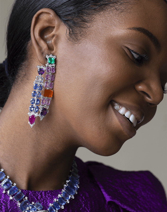 DAVID WEBB-Streamer Earrings-PLATINUM