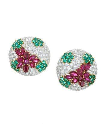 DAVID WEBB-Summer Berry Ruby and Diamond Earrings-PLATINUM