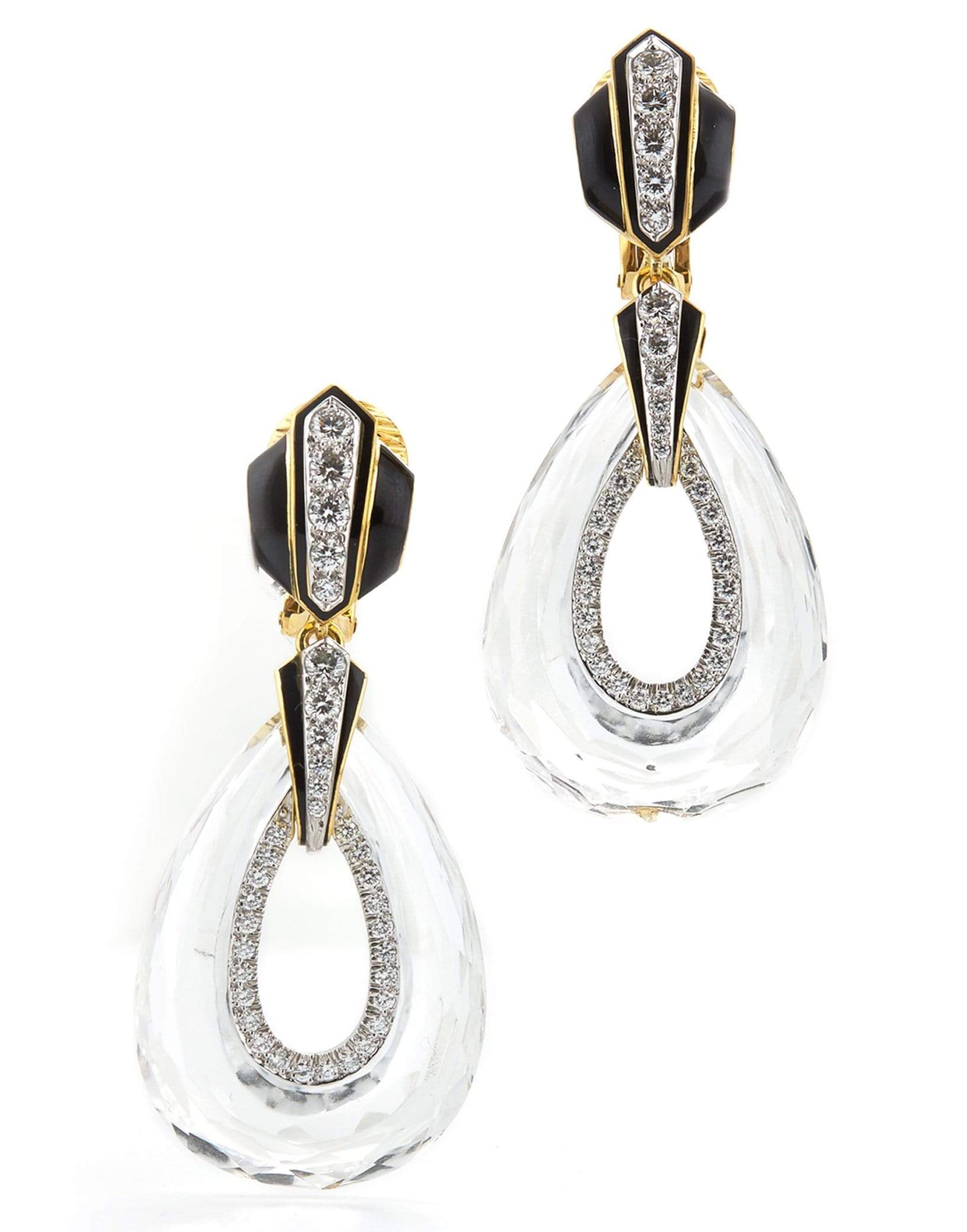 DAVID WEBB-Twilight Rock Crystal Earrings-PLATINUM