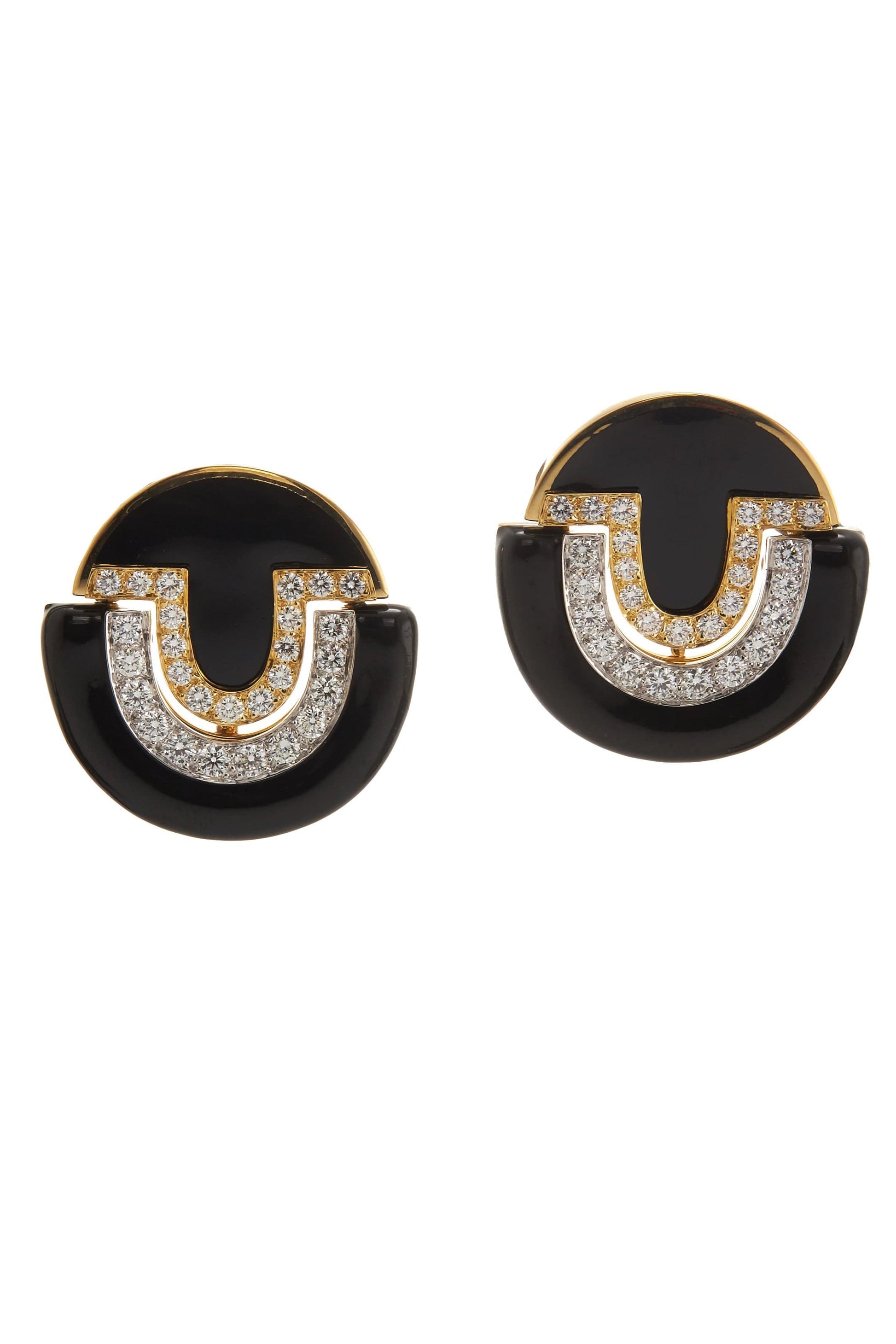 DAVID WEBB-Black Enamel Manhattan Minimalism Earrings-YELLOW GOLD