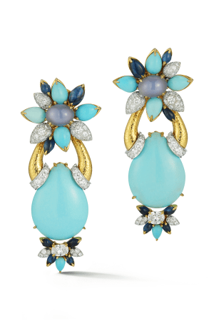 DAVID WEBB-Blue Chalcedony Asheville Earrings-YELLOW GOLD