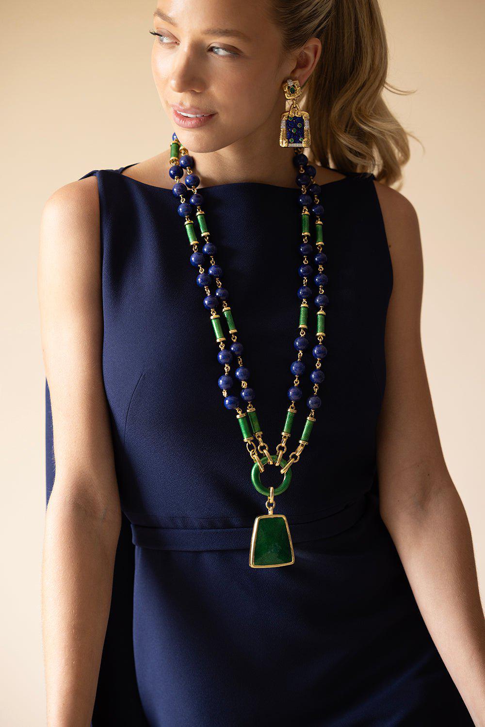 DAVID WEBB-Blue Lantern Earrings-YELLOW GOLD