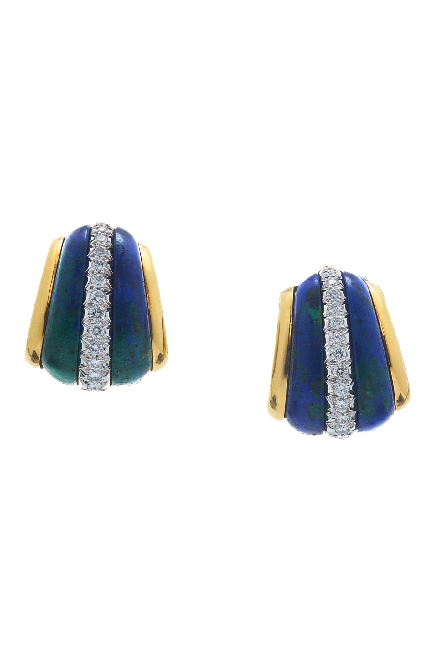 DAVID WEBB-Carved Azuremalachite Earrings-YELLOW GOLD