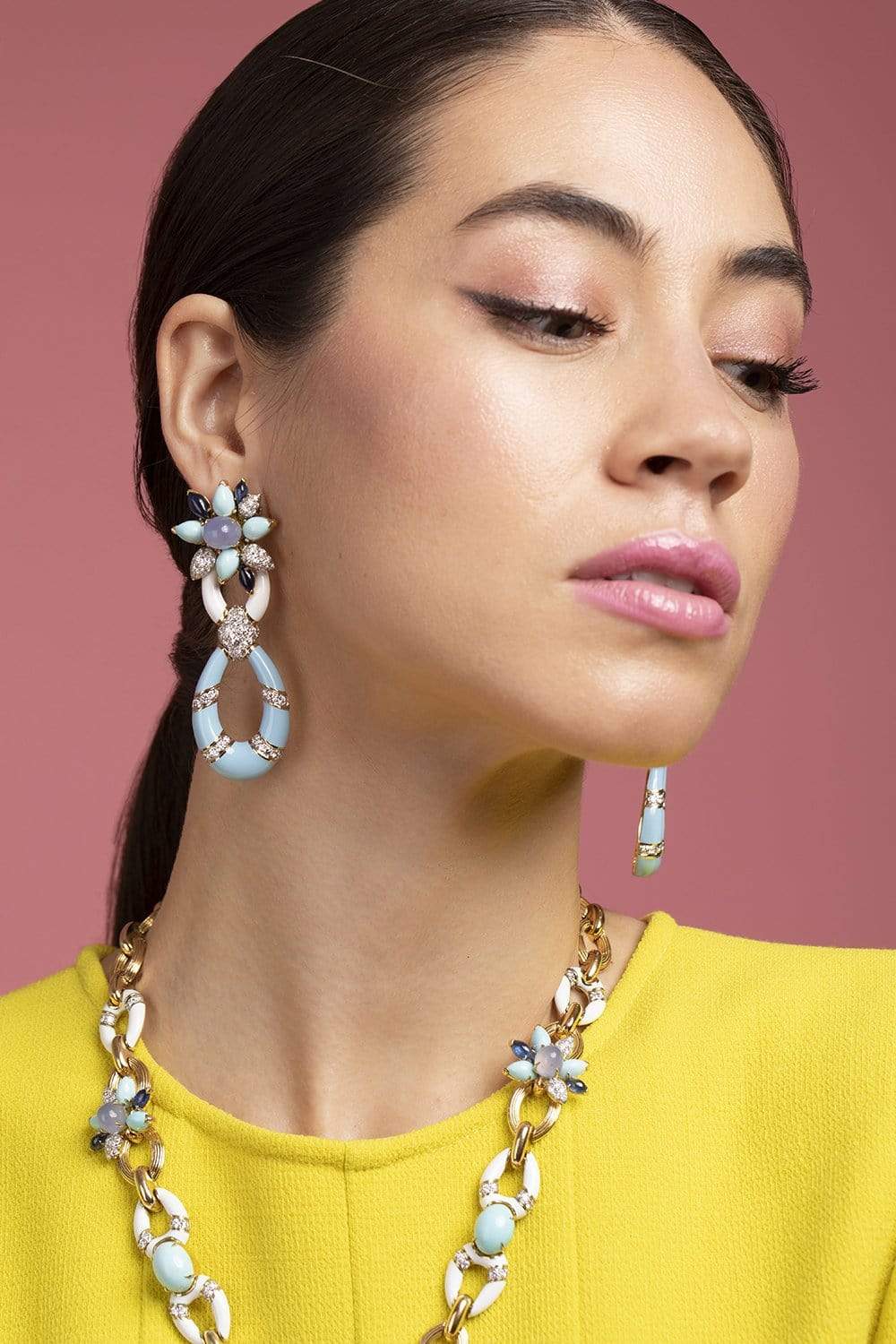 DAVID WEBB-Chalcedony Asheville Earrings-YELLOW GOLD