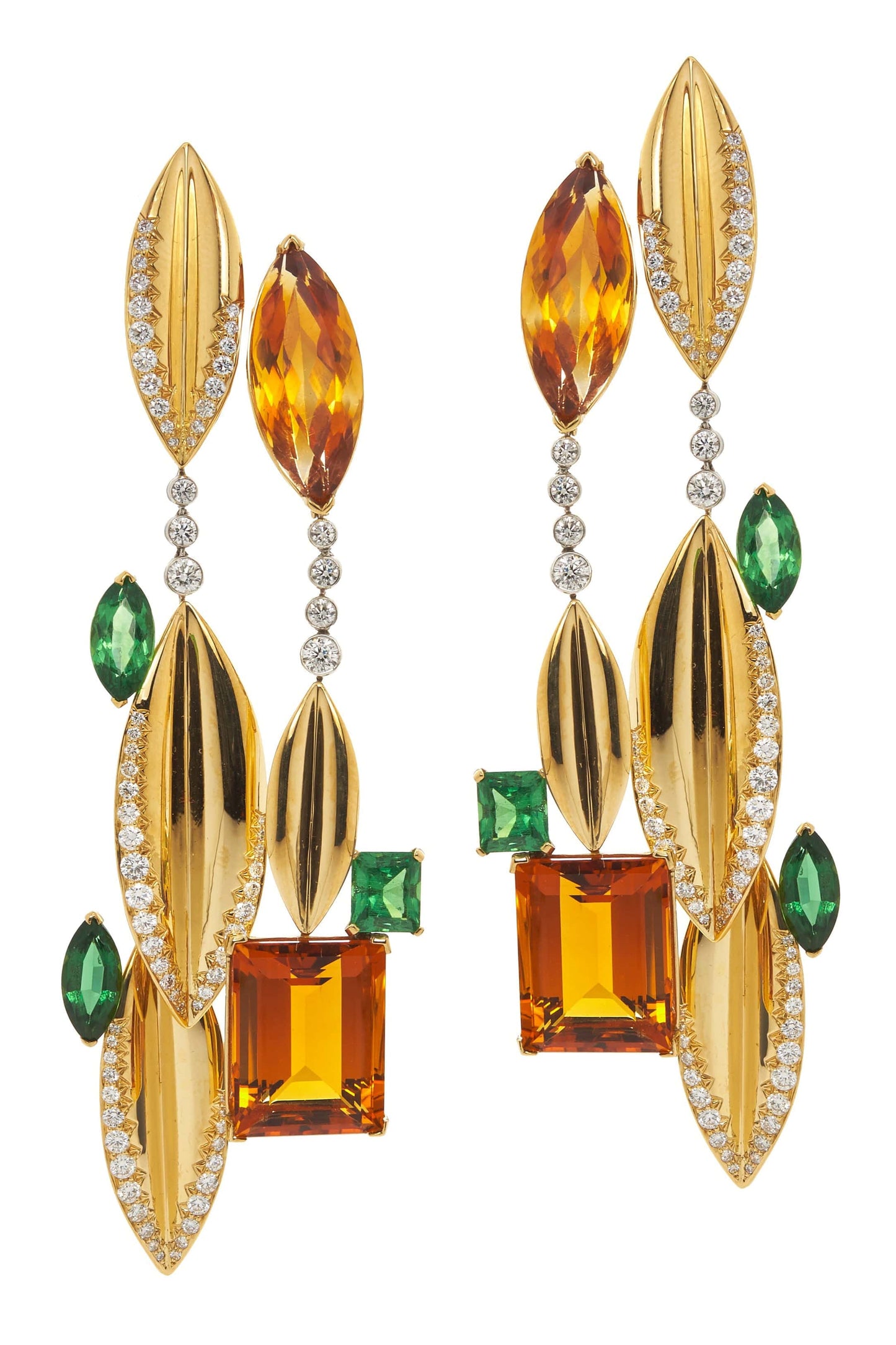 DAVID WEBB-Citrine and Chrome Tourmaline Earrings-YELLOW GOLD
