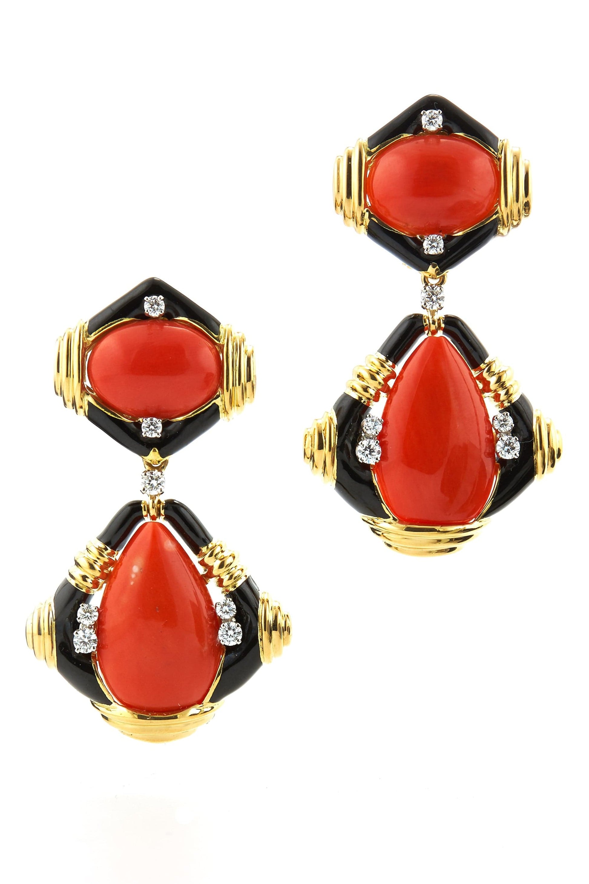 DAVID WEBB-Coral Radio Earrings-YELLOW GOLD