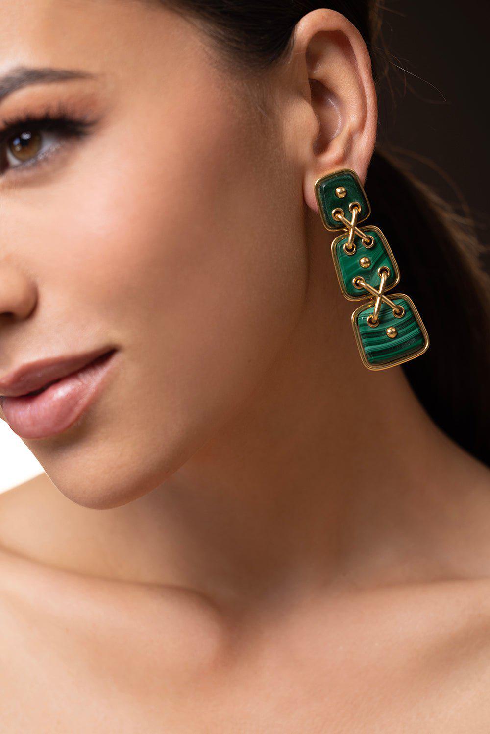 DAVID WEBB-Cross Stitch Earrings-YELLOW GOLD