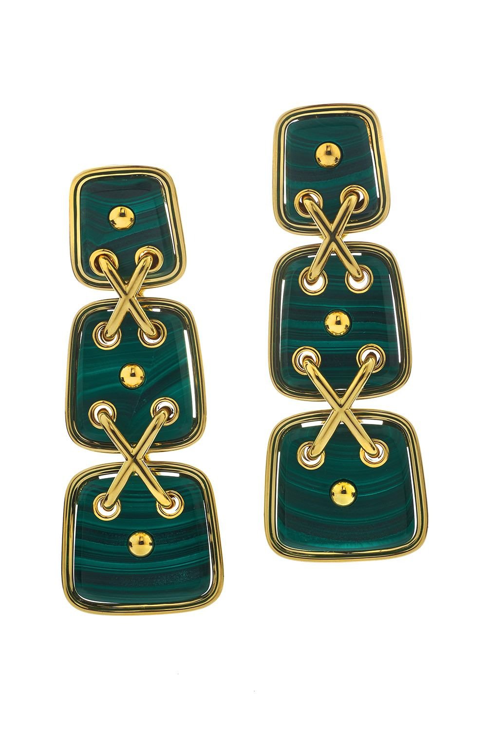 DAVID WEBB-Cross Stitch Earrings-YELLOW GOLD