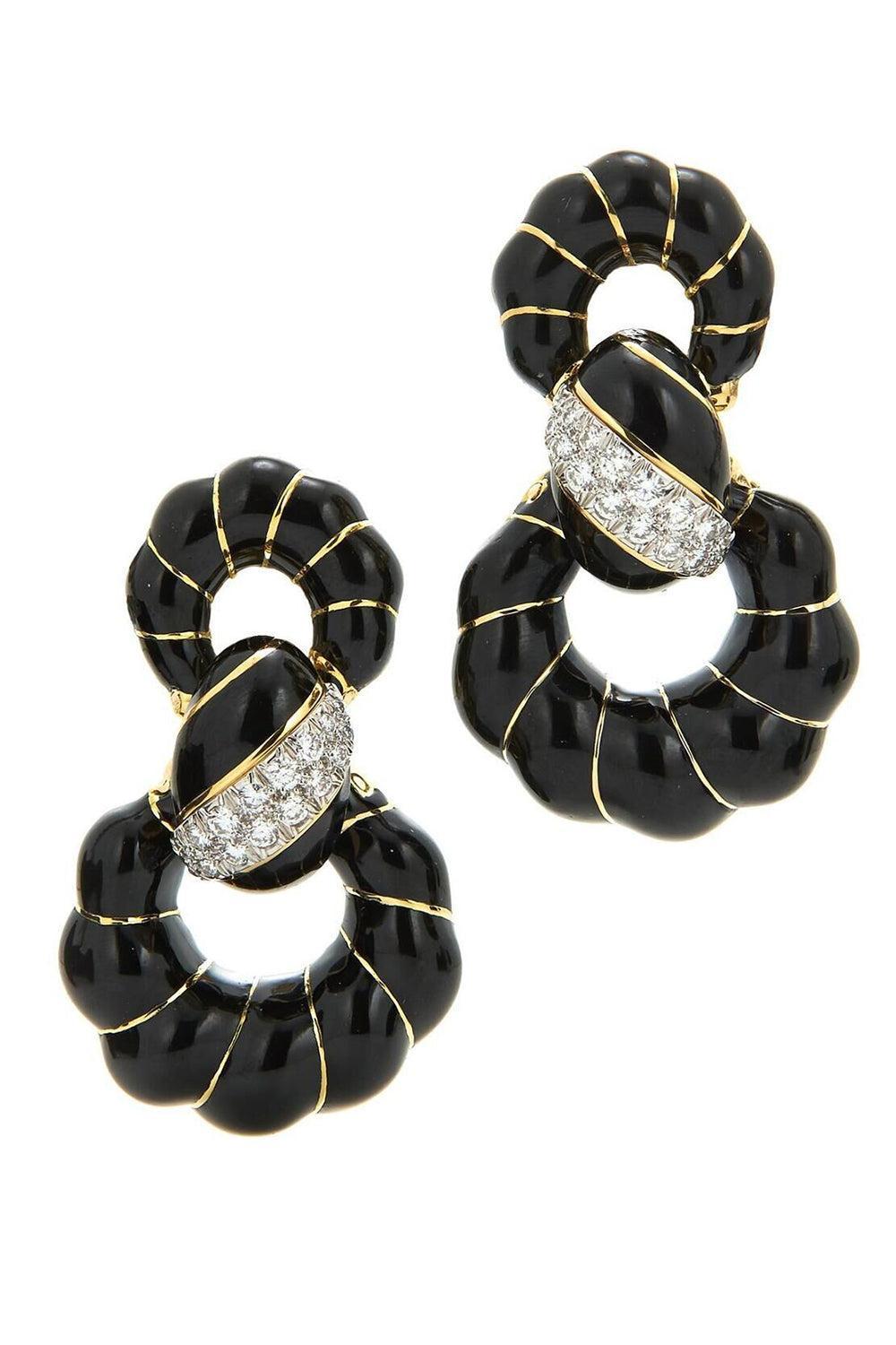 Diamond Fancy Enamel Hoop Earrings-YELLOW GOLD-JEWELRYFINE JEWELEARRING-DAVID WEBB