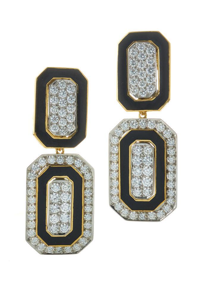 Diamond Black Tuxedo Earrings-YELLOW GOLD-JEWELRYFINE JEWELEARRING-DAVID WEBB