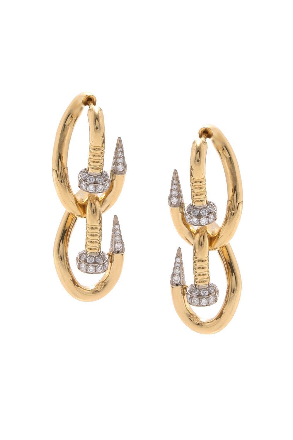Double Bent Nail Diamond Earrings-YELLOW GOLD-JEWELRYFINE JEWELEARRING-DAVID WEBB